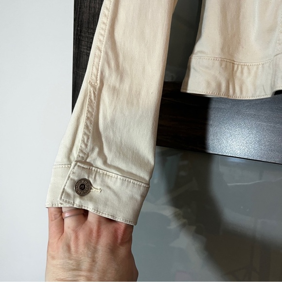 Vintage Y2K Khaki Guess Jacket Women's XL Cotton Blend Arm Pocket Retro - Picture 2 of 11